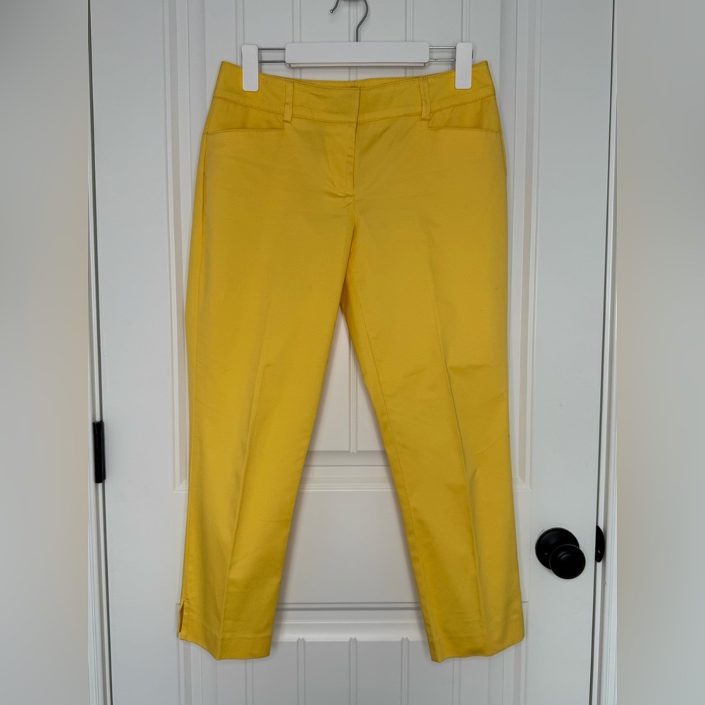 New York & Company Stretch Capri Pants Yellow